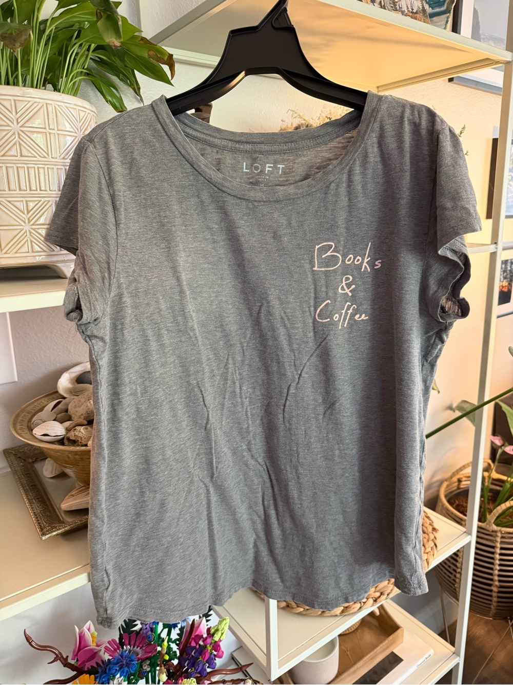 LOFT Kids Gray 'Books & Coffee' Short Sleeve Tee
